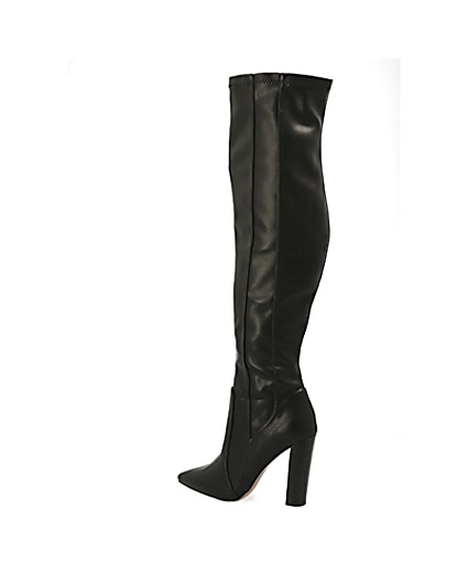 360 degree animation of product Black wide fit over the knee pointed boots frame-5