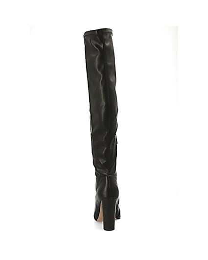 360 degree animation of product Black wide fit over the knee pointed boots frame-9