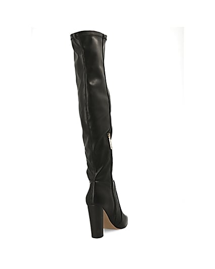 360 degree animation of product Black wide fit over the knee pointed boots frame-11