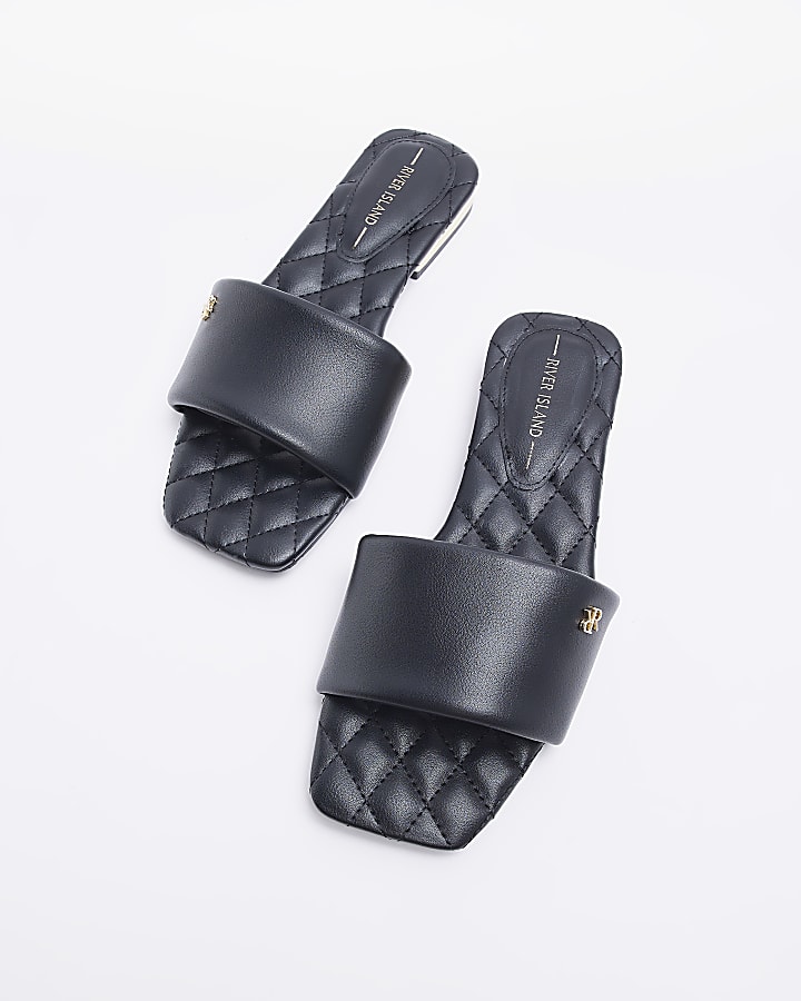 Black wide fit padded flat sandals