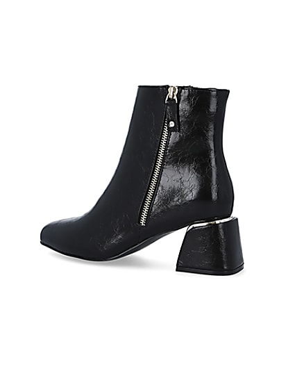 360 degree animation of product Black wide fit patent ankle boots frame-5