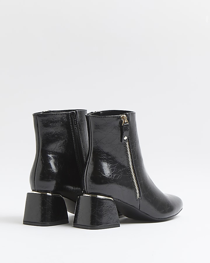 Black wide fit patent ankle boots