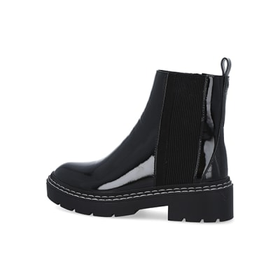 cabriolet Mindful Hindre Black wide fit patent chelsea boots | River Island
