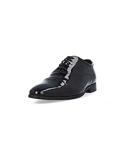 360 degree animation of product Black wide fit Patent Oxford shoes frame-23