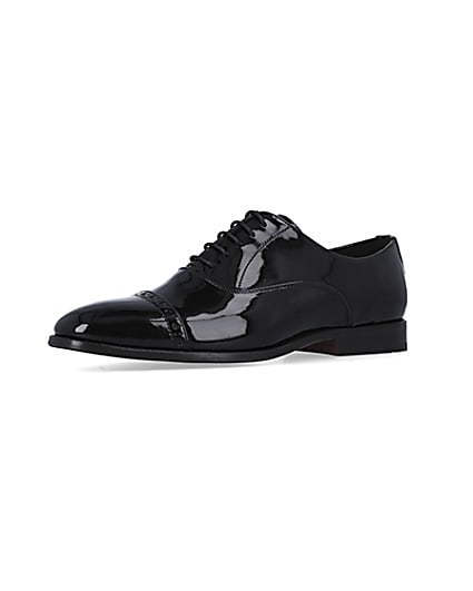 360 degree animation of product Black wide fit Patent Oxford shoes frame-1