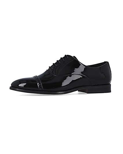 360 degree animation of product Black wide fit Patent Oxford shoes frame-2