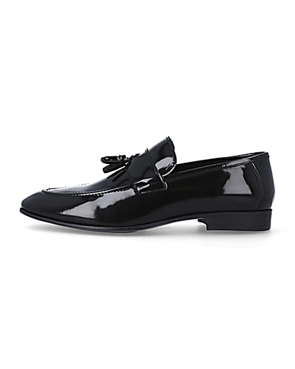 360 degree animation of product Black wide fit patent tassel loafers frame-3