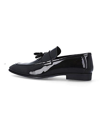 360 degree animation of product Black wide fit patent tassel loafers frame-4