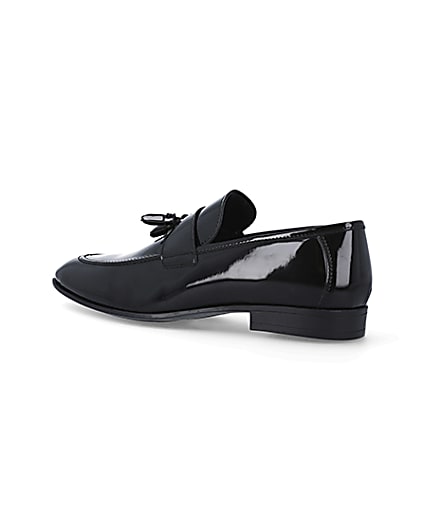 360 degree animation of product Black wide fit patent tassel loafers frame-5