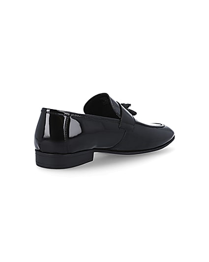 360 degree animation of product Black wide fit patent tassel loafers frame-12