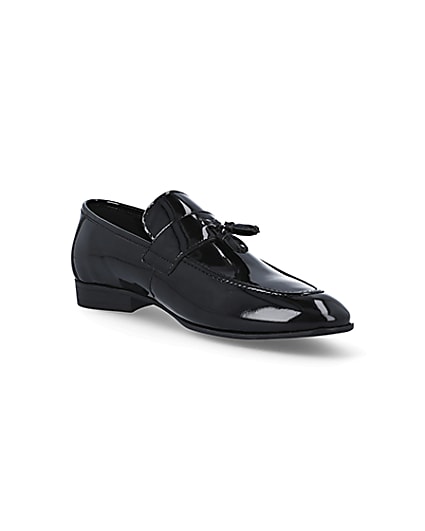 360 degree animation of product Black wide fit patent tassel loafers frame-18
