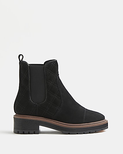 Black wide fit quilted boots
