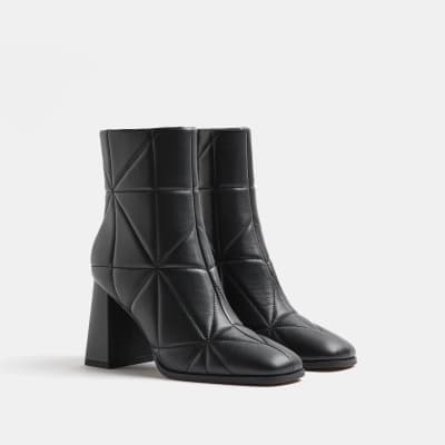 Black patent ankle boots river island hotsell