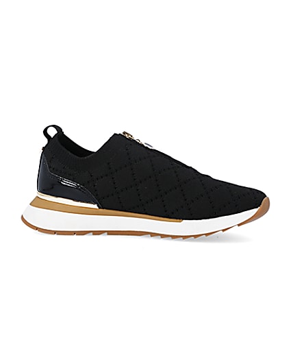 360 degree animation of product Black wide fit quilted zip trainers frame-16