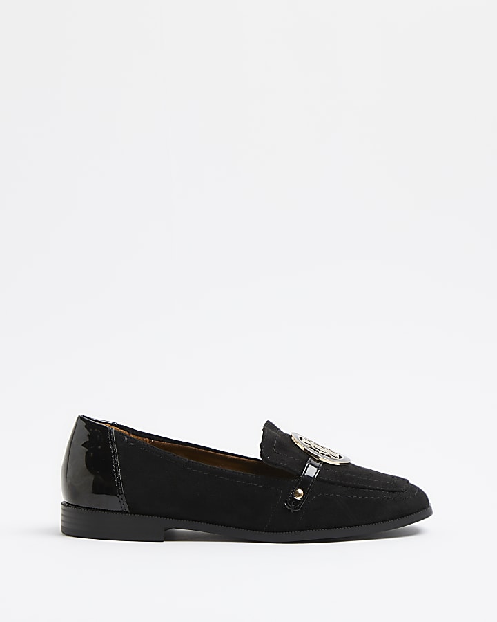 Black wide fit RI branded loafers
