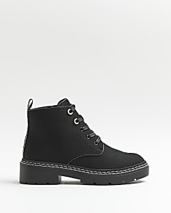 Black wide fit RI monogram ankle boots