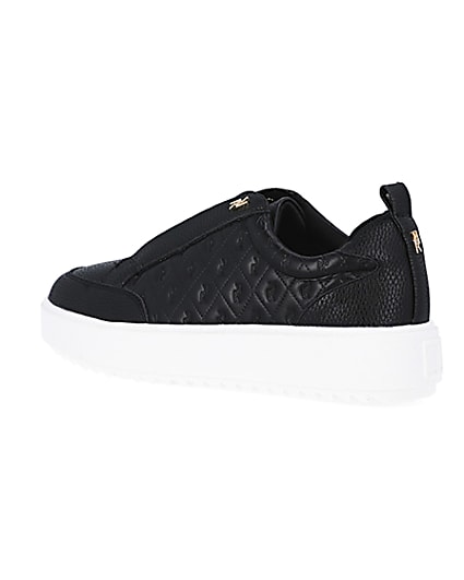 360 degree animation of product Black wide fit RI monogram embossed trainers frame-5