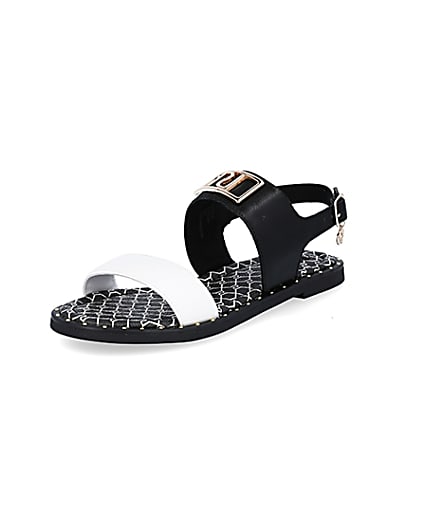 360 degree animation of product Black wide fit RI two part sandal frame-0
