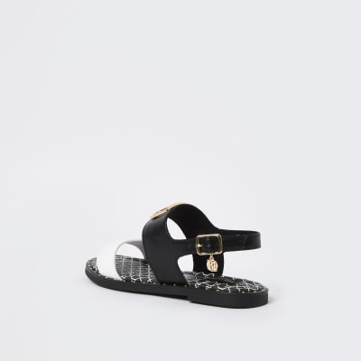 Black wide fit RI two part sandal