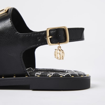 Black wide fit RI two part sandal