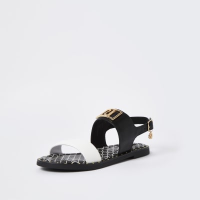 Black wide fit RI two part sandal