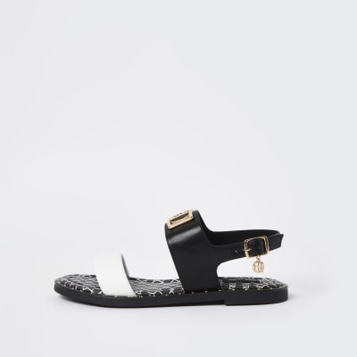 Black wide fit RI two part sandal