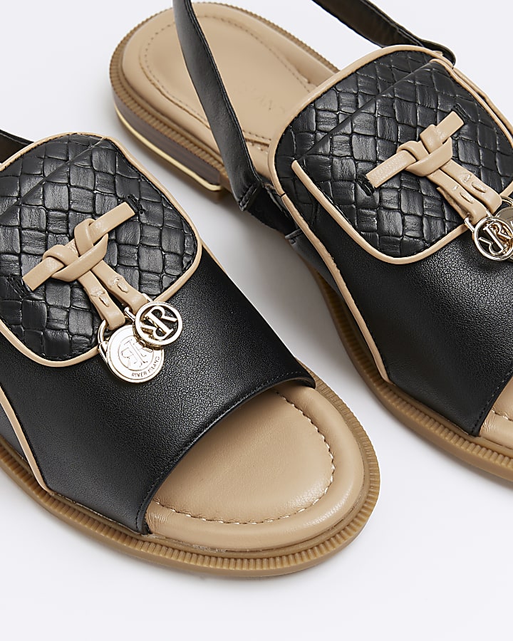 Black wide fit sling back sandals