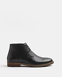 Black Wide fit Smart Leather Chukka Boot