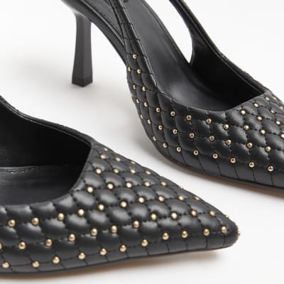 black wide fit court heels