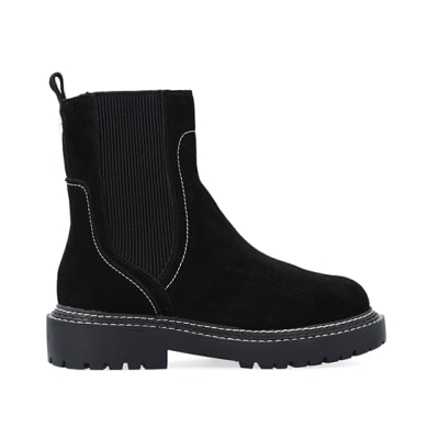 360 degree animation of product Black wide fit suede ankle boots frame-14