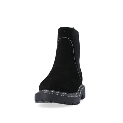 360 degree animation of product Black wide fit suede ankle boots frame-22