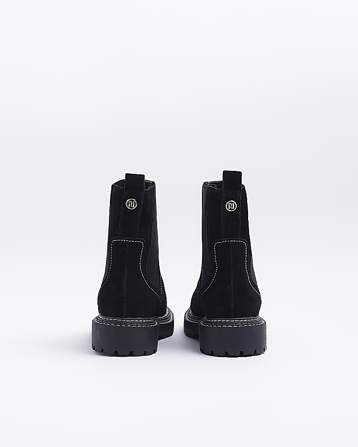 Black wide fit suede ankle boots