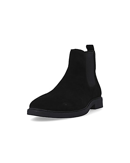 360 degree animation of product Black wide fit Suede Chelsea Boots frame-23