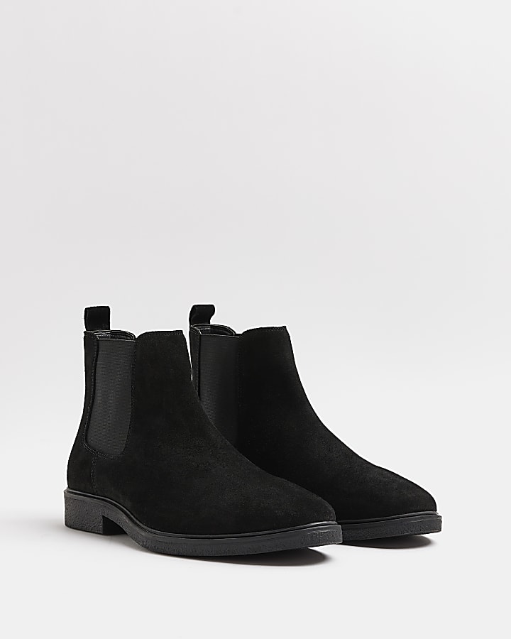 Black wide fit Suede Chelsea Boots