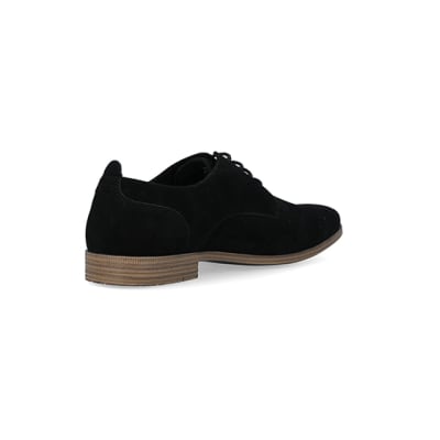 360 degree animation of product Black wide fit suedette derby shoes frame-12