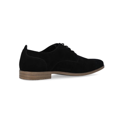 360 degree animation of product Black wide fit suedette derby shoes frame-13