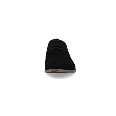 360 degree animation of product Black wide fit suedette derby shoes frame-21