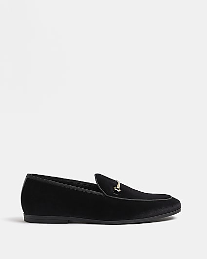 Black Wide fit Velvet Snaffle Loafers