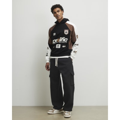 Black Wide Leg Cargo Joggers