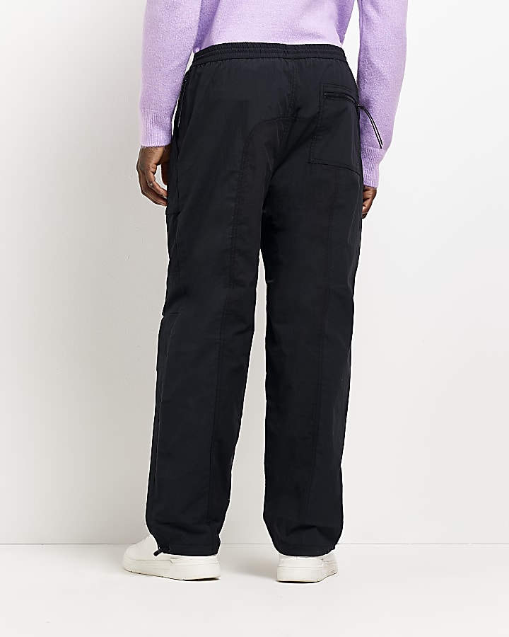 Black wide leg cargo trousers