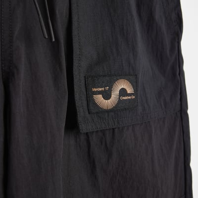 Black wide leg cargo trousers