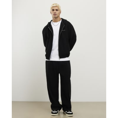 Black Wide Leg Corduroy Joggers