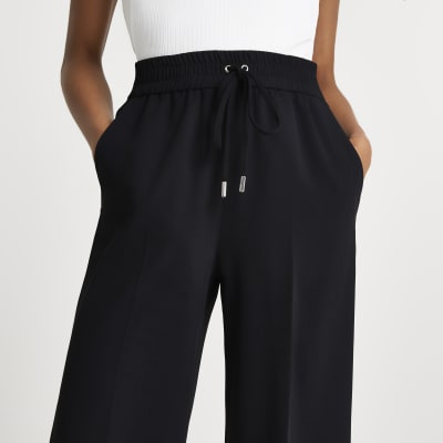 Black wide leg joggers