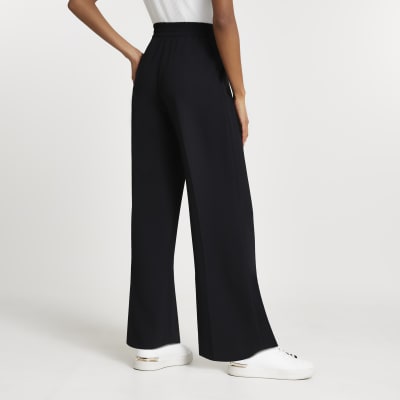 Black wide leg joggers