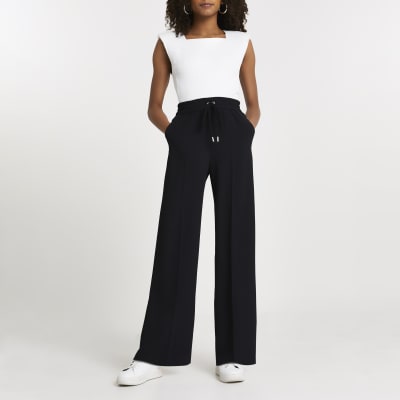 wide leg joggers white