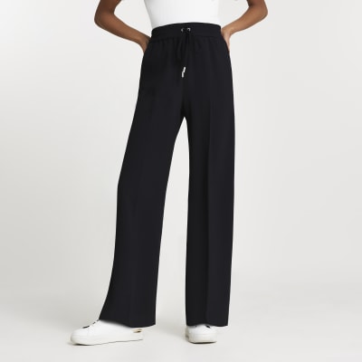 Black wide leg joggers