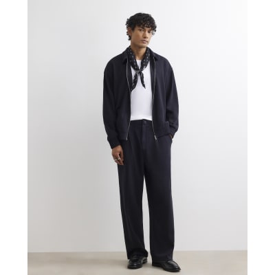 Black Wide Leg Pinstripe Joggers