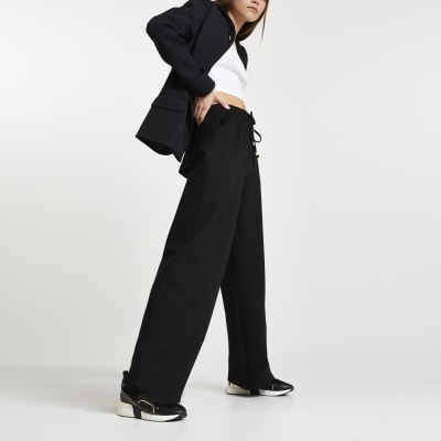 Black wide leg smart ponte joggers