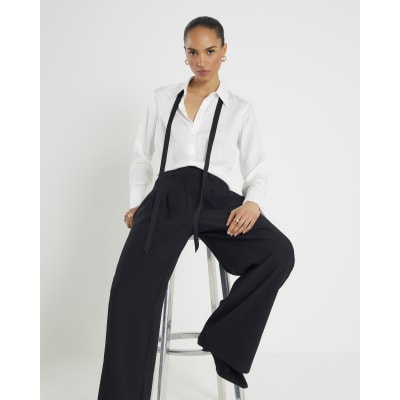 Black Wide Leg Tailored Trousers