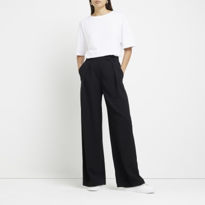 Black wide leg trousers | River Island